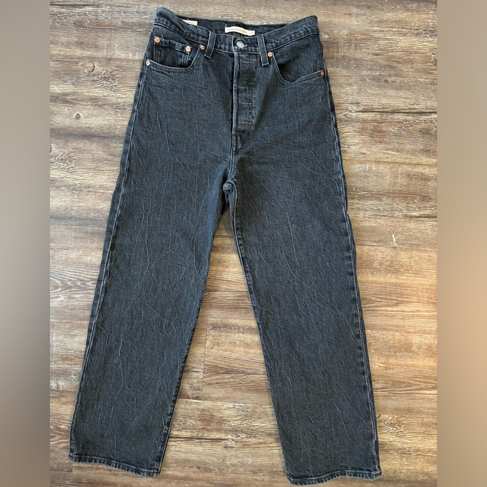 Levi’s Ribcage Acid Wash High Waist Ankle Straight Leg Jean